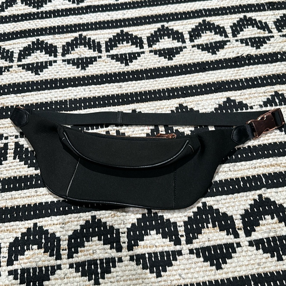 Black and rose gold fanny pack